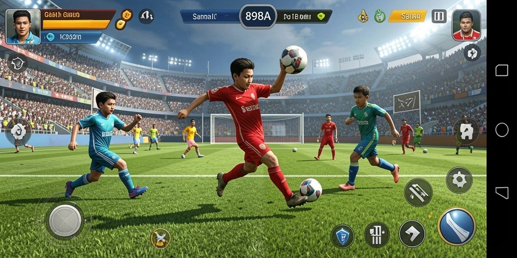 Tampilan gameplay seru dalam 898A saat bermain olahraga.