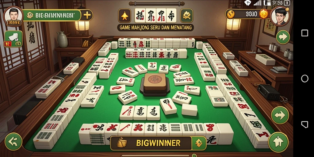 Tangkapan layar permainan BIGWINNER menampilkan aksi Mahjong yang mendebarkan.
