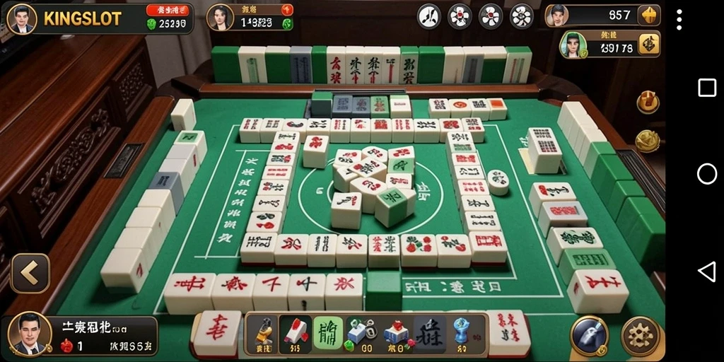 Screenshot KINGSLOT yang menunjukkan gameplay Mahjong yang menantang.