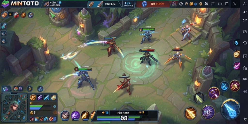 Tampilan gameplay MOBA yang seru dan dinamis.