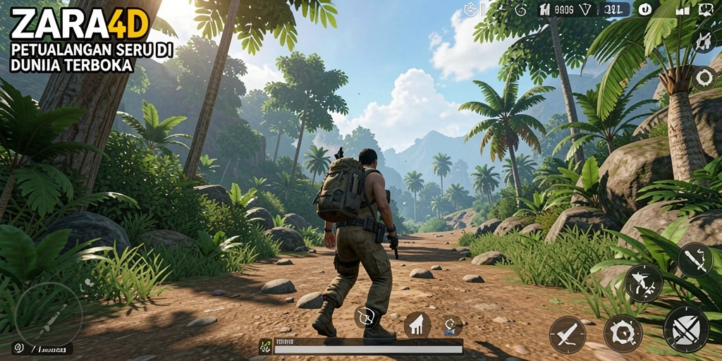 Tangkapan layar gameplay ZARA4D yang menampilkan petualangan seru di dunia terbuka.